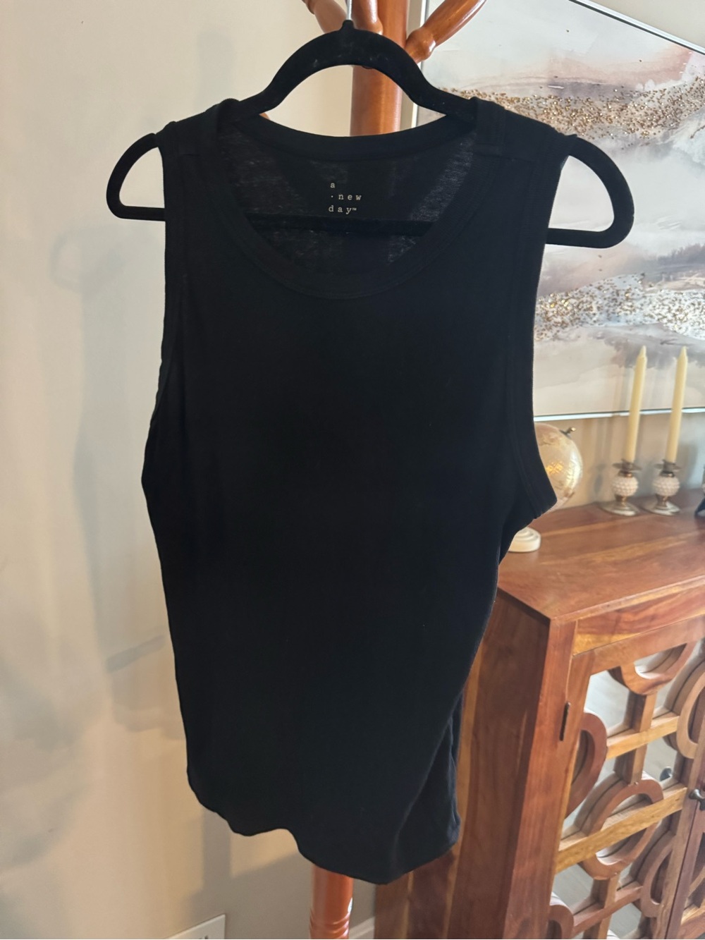 A New Day Black Ribbed Racerback Tank Top Size XXL Sleeveless Tee